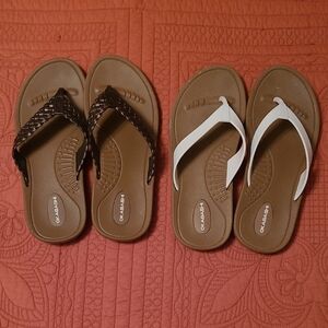 Okabashi Woven Brown and Classic White Sandals
